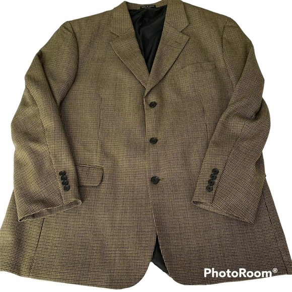 VINTAGE Club Room by Charter Club Houndstooth Wool Sport Coat Size 46L - Picture 1 of 11